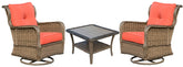 Seasonal Trends 101104 Woodbury Set, Aluminum/PE Wicker, Orange/Red, 3-Piece
